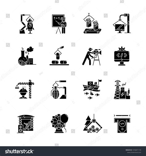 Industry Types Glyph Icons Set Goods Stock Vector Royalty Free