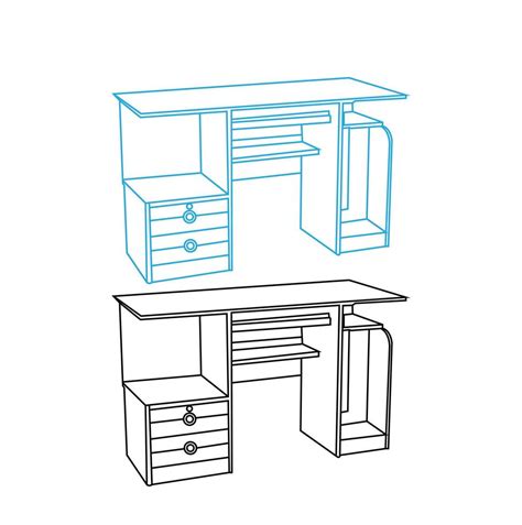 Business Office Desk Line Art Vector Illustration Illustration Of Open