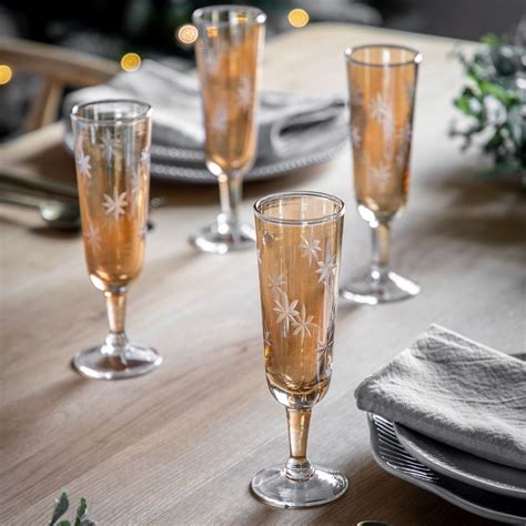 Champagne Flutes 4 X Starry Skies Gold Flutes Glass The Big Kitchen