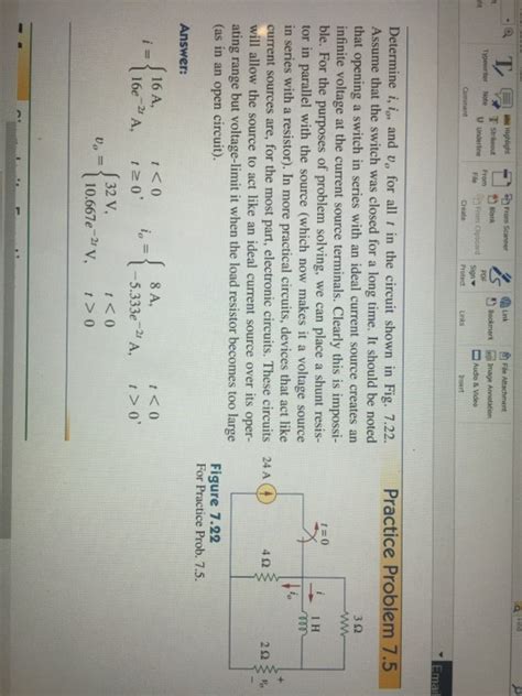 Solved Determine I I O And Upsilon O For All T In The