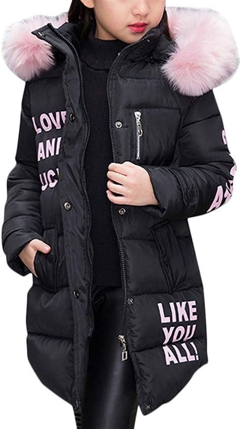 Shallgood Manteau De Fille Long Doudoune Veste Dhiver Fille Avec