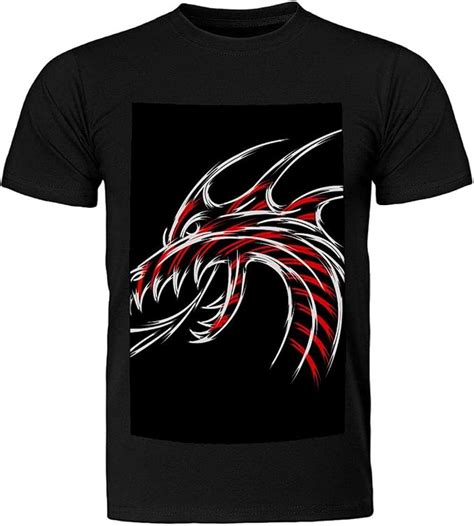 T Shirt Mit Schwarzem Ren Und Weißem Drachen Unisex Kurzärmelig Amazonde Bekleidung