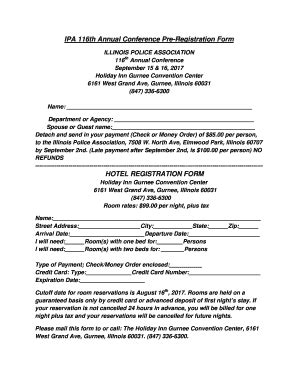 Fillable Online IPA 116th Annual Conference Pre Registration Form HOTEL