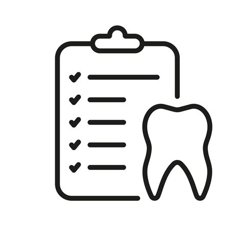 Dental Checkup Line Icon Tooth And Checklist Teeth Check Up Concept