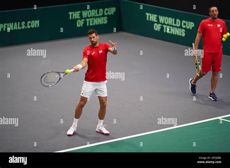 Novak Djokovic Of Serbia Practice In Valencia Davis Cup Finals Group C