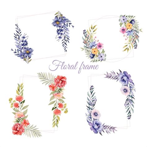 Premium Vector Set Of Floral Frames Botanical With Wild Flowers