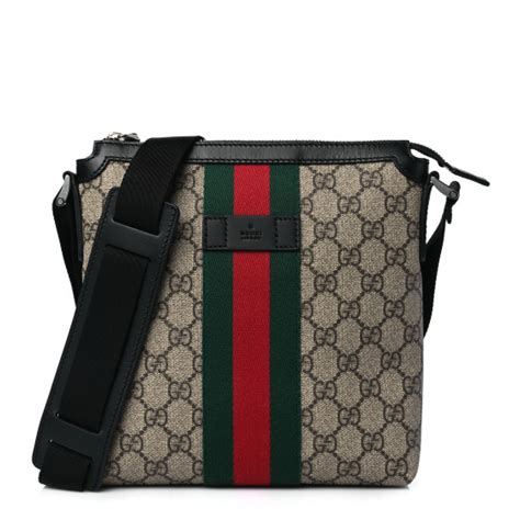 Gucci Gg Supreme Monogram Web Messenger Bag Black Fashionphile