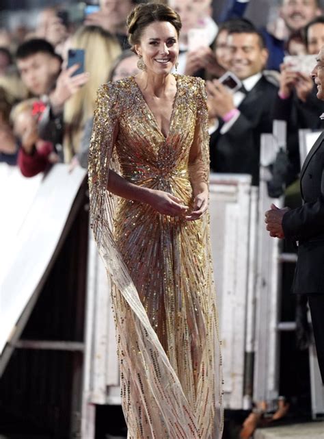 Kate Middleton Shines In Gold Sequin Jenny Packham Dress For James Bond