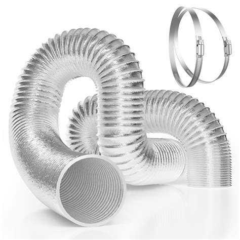 Vivosun 6 Inch 8 Feet Non Insulated Flex Air Aluminum Ducting For Ventilation W 2pcs 6 Inch