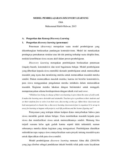 Pdf Model Pembelajaran Discovery Learning Penemuan Pdf