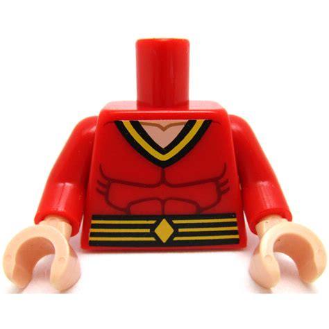 Lego Red Minifig Torso With Muscles And Yellow Lines Plastic Man