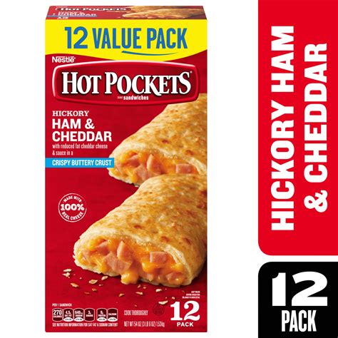Hot Pockets Frozen Snack Hickory Ham Cheddar Crispy Buttery Crust Frozen Sandwiches Oz