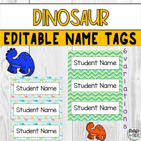 Dinosaur Editable Printable Table Name Tags 3x8.5 | Made By Teachers