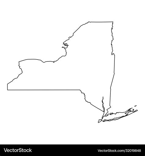 New York Ny State Border Usa Map Outline Vector Image