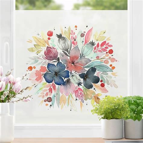 Fensterfolie Sichtschutz Esther Meinl Aquarell Herbst Bouquet