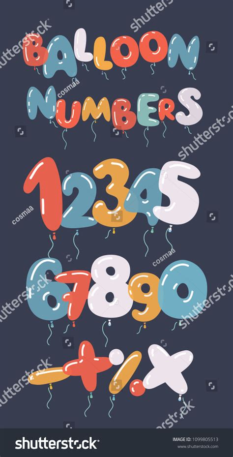 Vector Cartoon Illustration Colorful Bubbleshaped Numbers Stock Vector