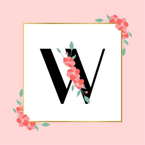 Logotipo Femenino Floral De La Letra W Vector Premium