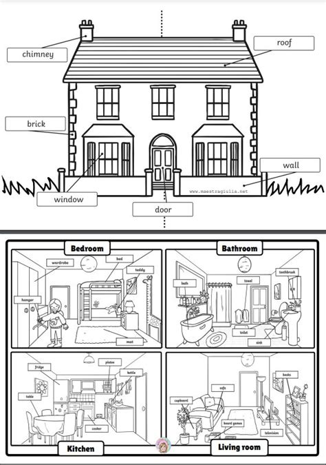 The House Schede Con I Vocaboli E La Casa Da Costruire Nel