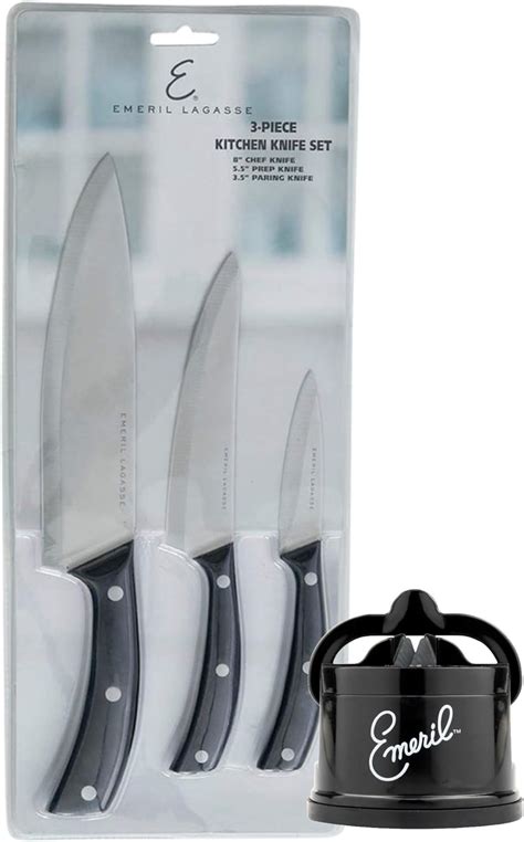 Emeril Lagasse 3 Piece Stamped Kitchen Knife Set 8” Chef