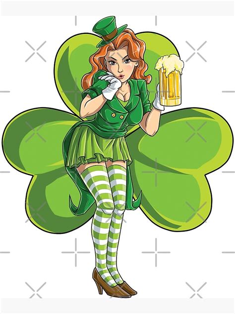 St Patricks Day Sexy Leprechaun T Shirt Redhead Women Poster For Sale