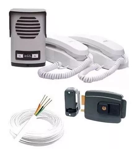 Kit Interfone 2 Pontos Fechadura Elétrica Agl 50m Cabo