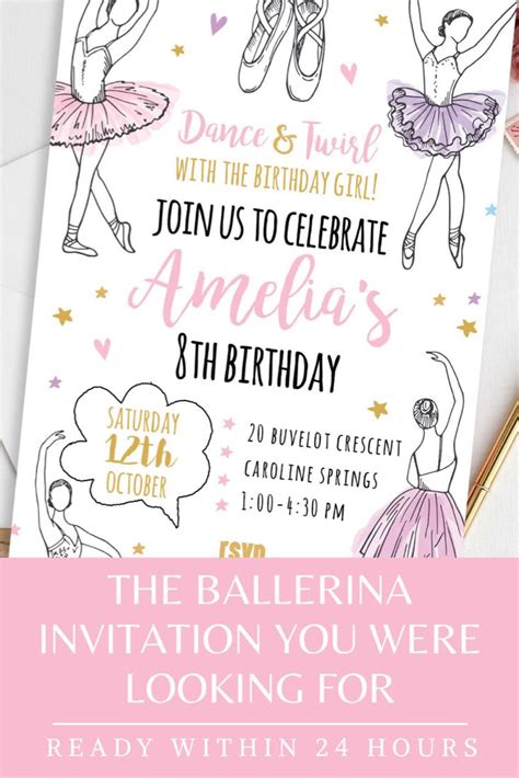 Ballet Invitation Ballerina Birthday Invitation Ballerina Etsy