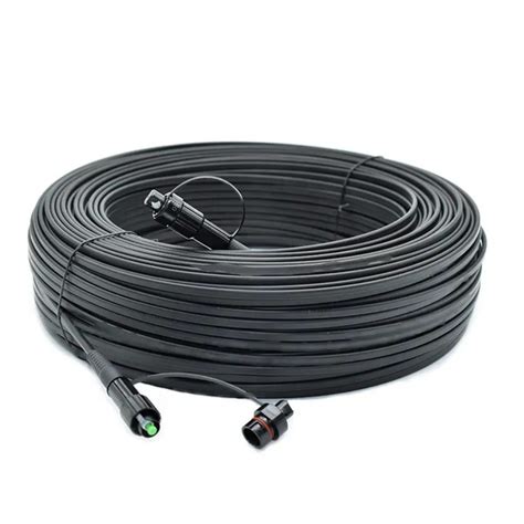 Outdoor Waterproof Ftth Flat Drop Cable With Mini Sc Apc Optic