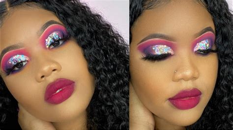 Pink And Purple Glitter Cut Crease Makeup Tutorial 💘 Youtube