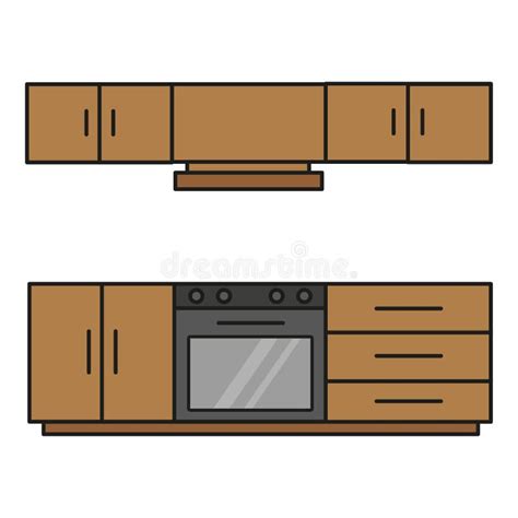 Kitchen Cabinet Kitchen Icon Set Apartment Interior Vector