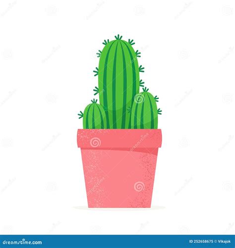 Cactus In A Flat Style Home Cacti In Flower Pot House Succulent