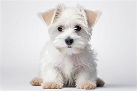 Premium Ai Image A Small White Dog Sitting On A White Surface