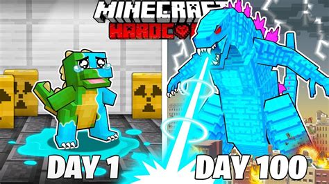 I Survived 100 DAYS As A DIAMOND GODZILLA In Minecraft Hardcore World