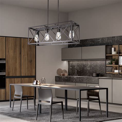 4 Lights Rectangle Chandelier for Dining Rooms Oil Rubbed Bronze ...