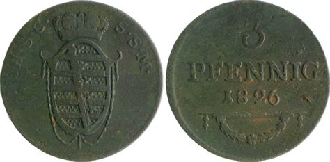 Sachsen Coburg Saalfeld 3 Pfennig 1826 Ernst 1806 1826 Ss MA Shops