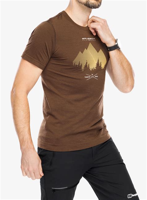 Koszulka Merino Brubeck Outdoor Wool Pro T Shirt Brown Mountains