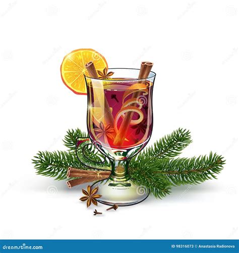 Mulled Wine Illustration Postcard Xmas Drink Stock Vector Illustration Of Orange Happy