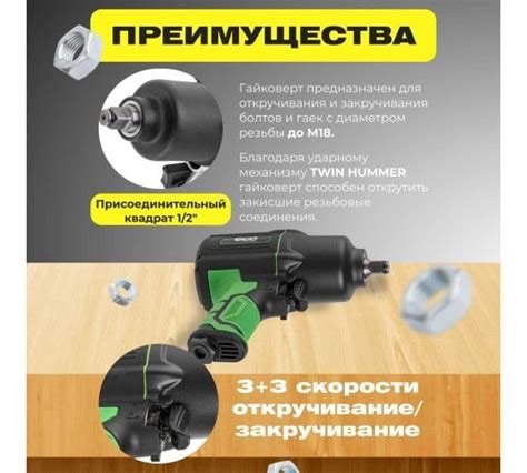 Пневмогайковерт 1/2" , (1300/1700 Нм) ECO AIW-1500S купить