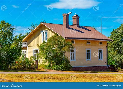 Timber Houses In Finnish Town Mariehamn Stock Image Image Of Tourism