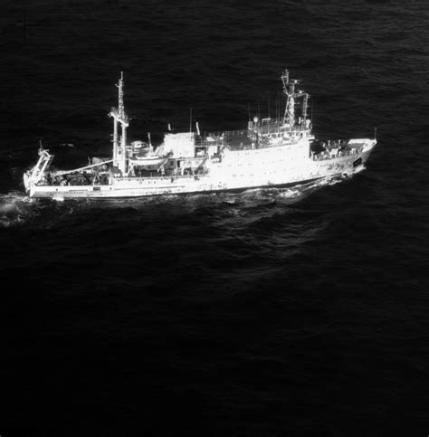 A Starboard View Of The Soviet Yug Class Naval Research Ship MARSHAL