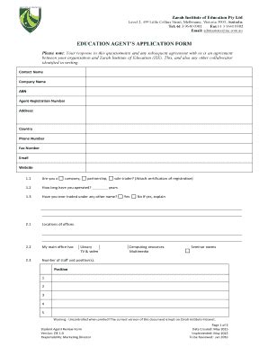 Fillable Online Zie Edu Zarah Agents Application Form V1 0 Doc Zie