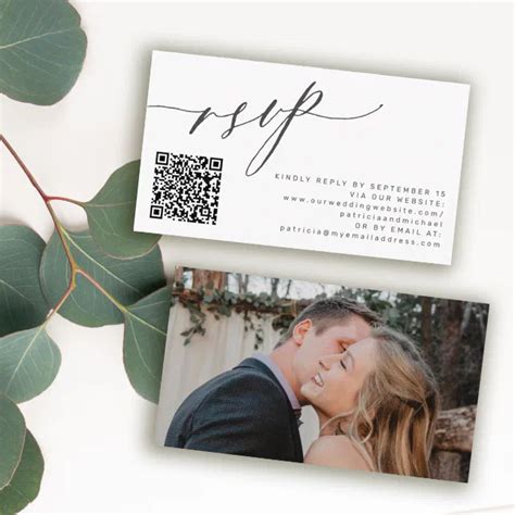 QR Code RSVP Modern Photo Wedding Website Enclosure Card Zazzle