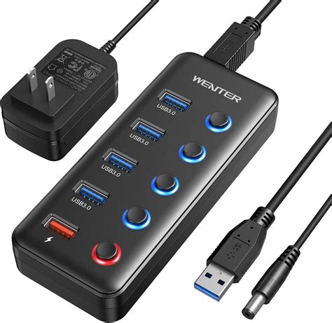 Powered Usb Hub Wenter Port Usb Splitter Hub Faster Data