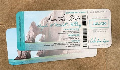 Cabo Save The Dates Travel Wedding Boarding Passes Etsy Boarding