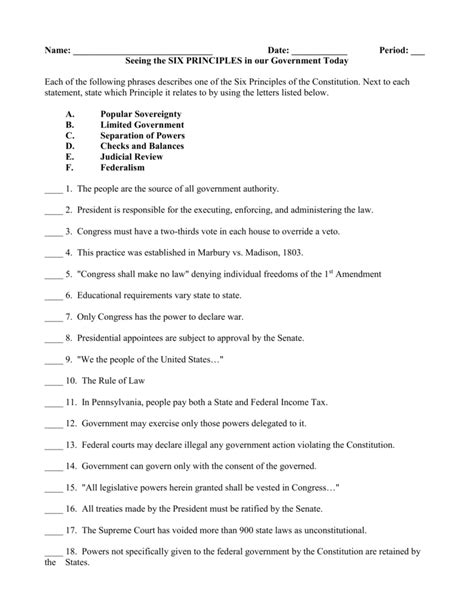 34 Applying The Principles Of The Constitution Worksheet Answers Support Worksheet