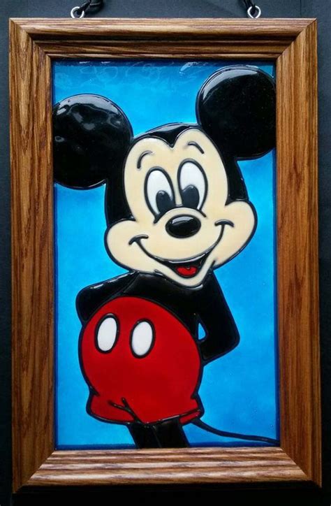 Faux Stained Glass Mickey Mouse Sun Catcher Disney Decor Etsy