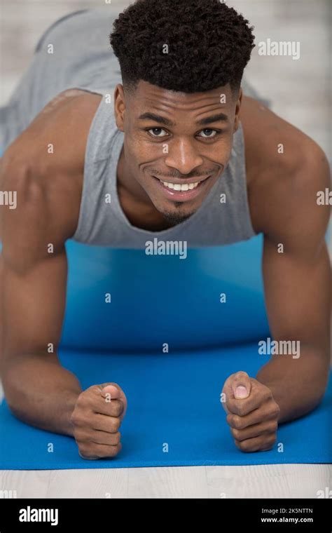 Muscular Man In Plank Position Stock Photo Alamy