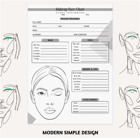 Makeup Artist Face Chart Makeup Artist Form Freelance Makeup Form