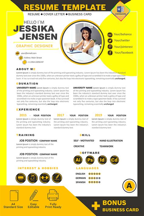 Download Jessika Jensen Graphic Designer Resume Template Резюме на