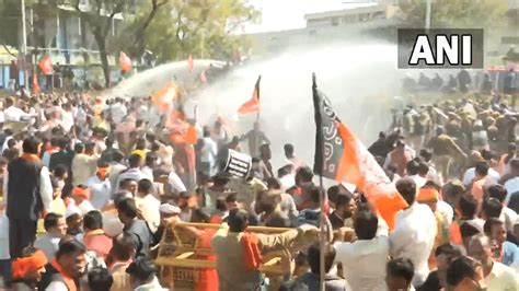 Watch Video Rajasthan Police Use Water Cannon To Disperse Protesting