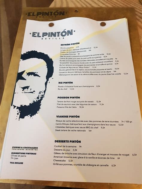 Menu At Restaurante El Pintón Seville